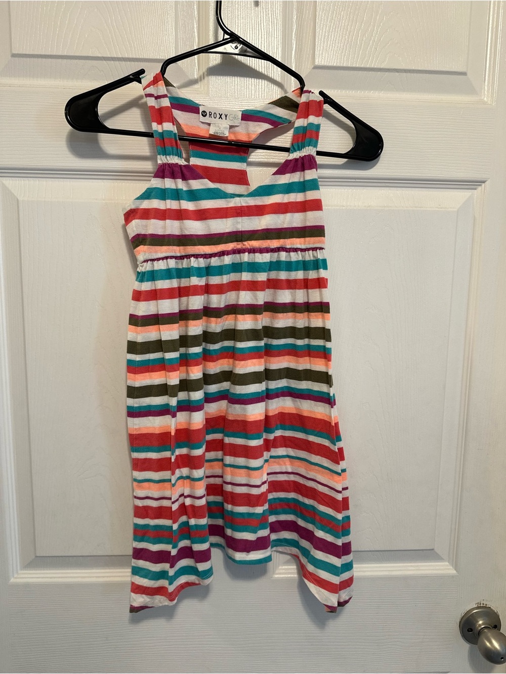 Roxy Girls Striped Tank Dress in White, Red, Teal, Purple